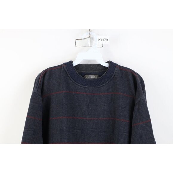 Vintage 90s Streetwear Mens Large Faded Layered Houndstooth Plaid Sweatshirt - Picture 2 of 10